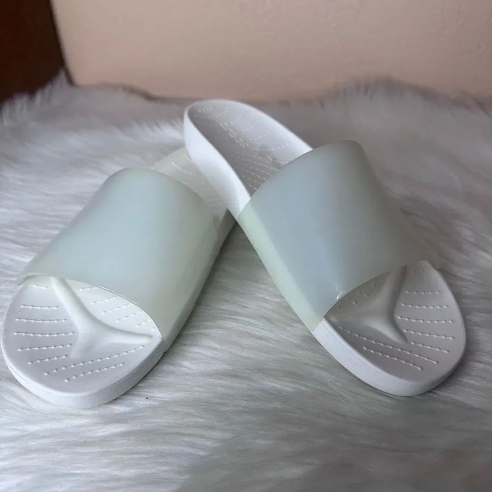Crocs Splash Glossy Slide White Sandals Size 9